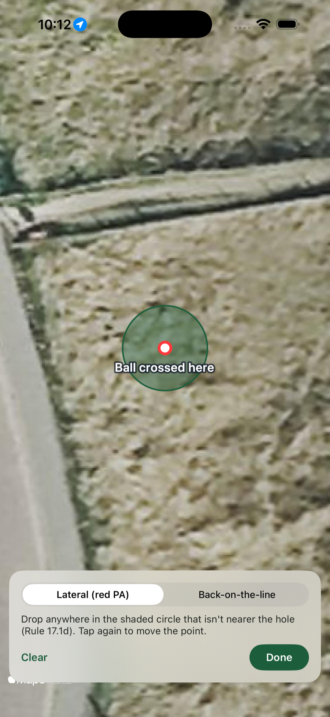 Drop helper drawing a relief area on a satellite map