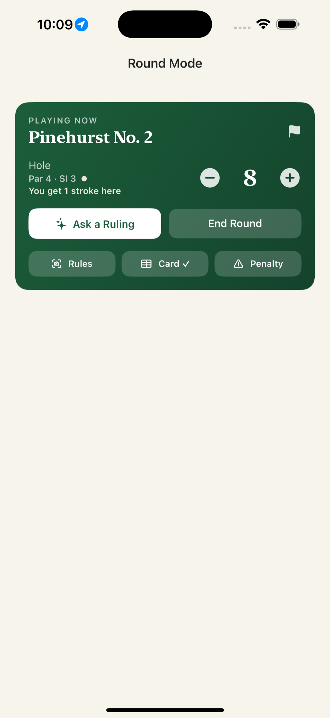 Round mode showing stroke holes and match tools